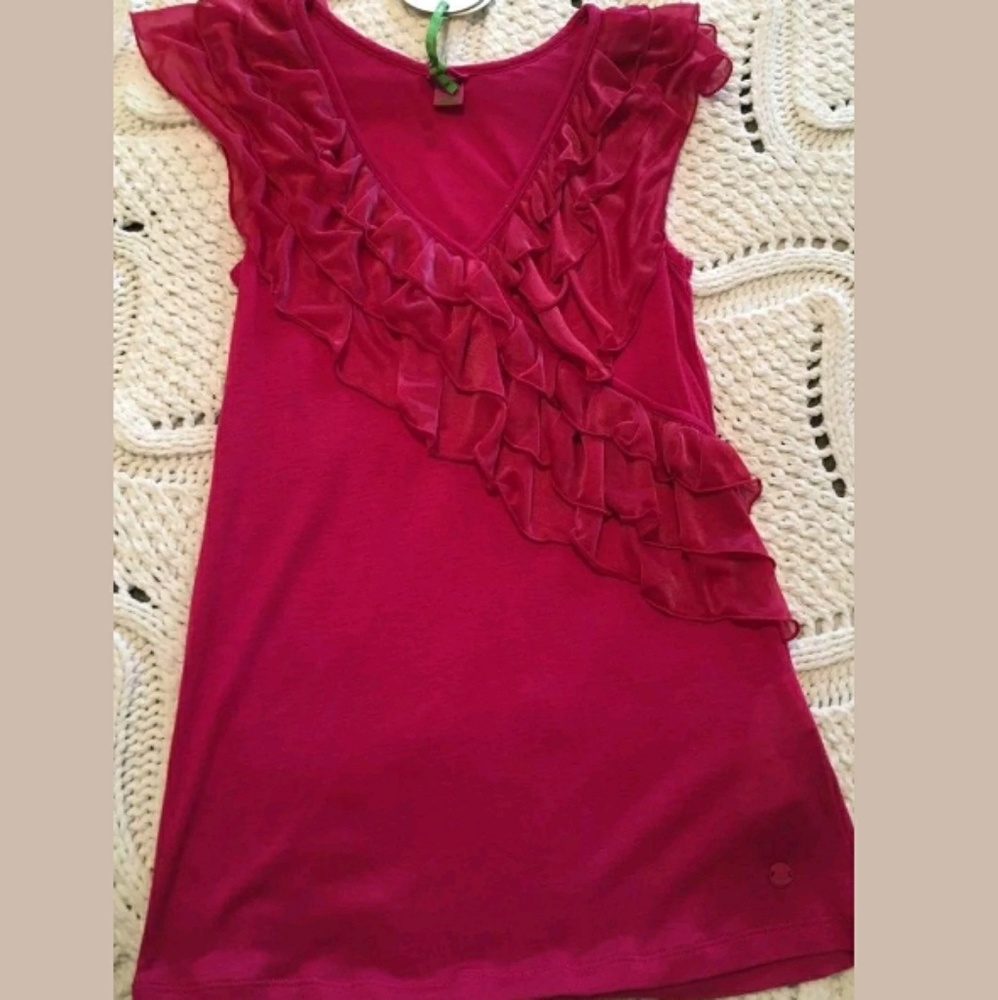 Skunkfunk red ruffled women's top